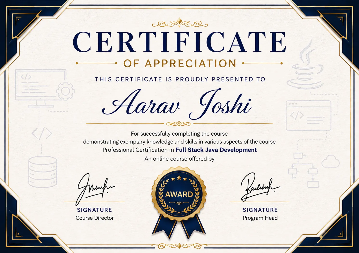 Full Stack Java Development Certificate
